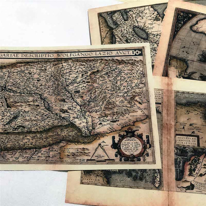 Junk Journal Retro Medieval Map A4 Scrapbook Paper Journaling Supplies