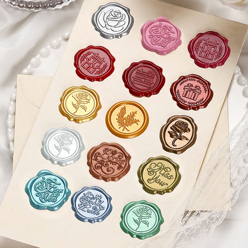 10pcs Rose Adhesive Wax Seal Stamp Sticker For Envelope Gift