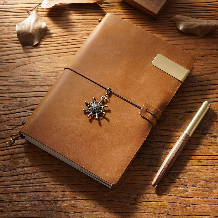 Vintage Leather Cover Notebook With Lashing Design For Business