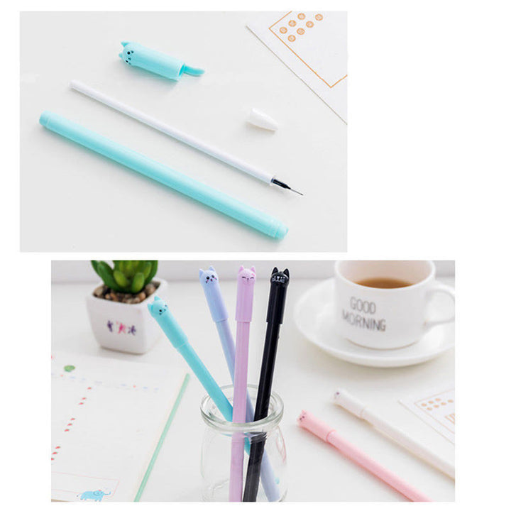 0.5mm Black Ink Tip Pens Cute Cat Pattern For Students