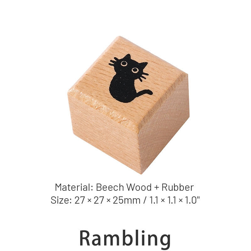 Mini Cute Cat Rubber Stamp 6 Styles Options Wood Rubber Stamps