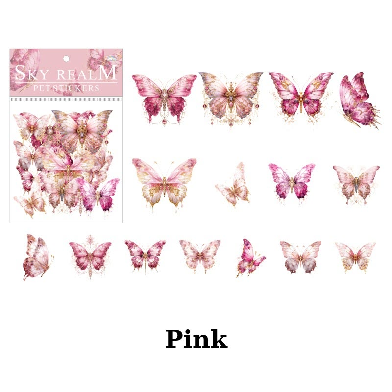 Sky Land Theme Sticker Pack PET Laser Gold Butterfly Sticker