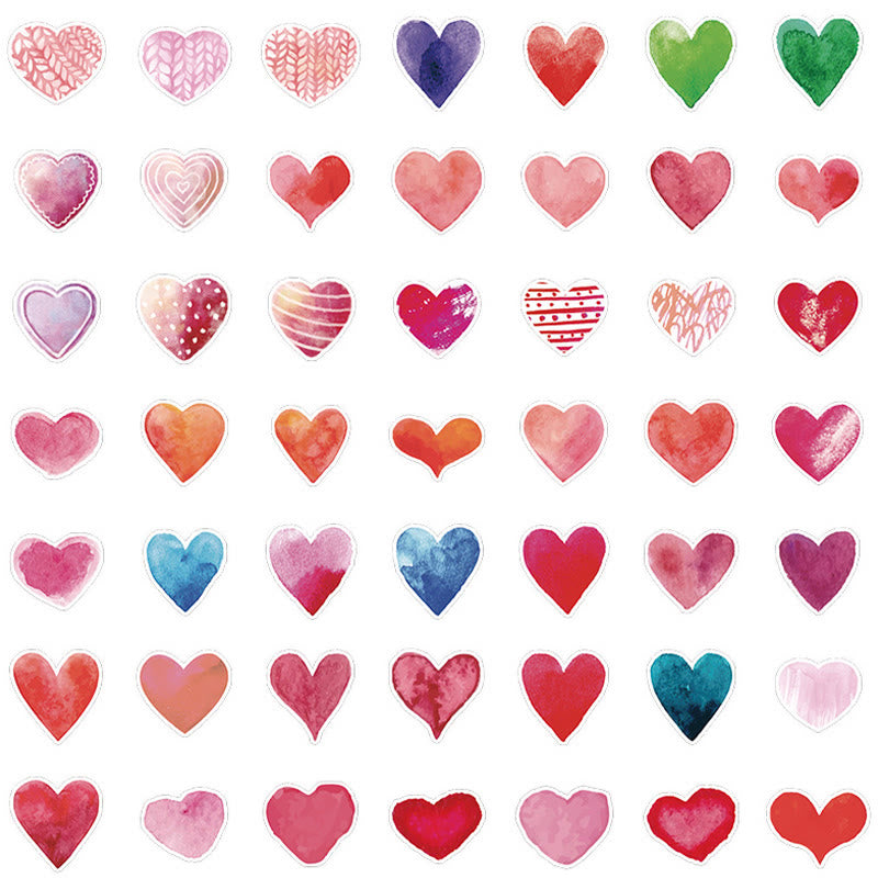 50pcs Heart Stickers Valentine's Day Sticker for Card Gifts Decor Scrapbook