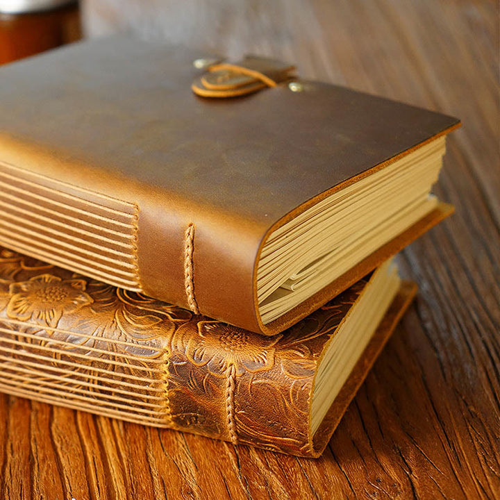 Retro Brown Genuine Leather Cover Notebook For Daily Record