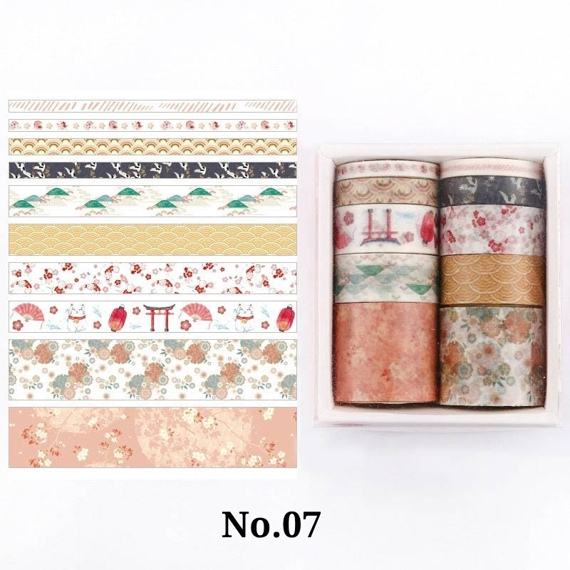 10Pcs Washi Tape Set Sticker Sea And Forest Series Scrapbook Stickers