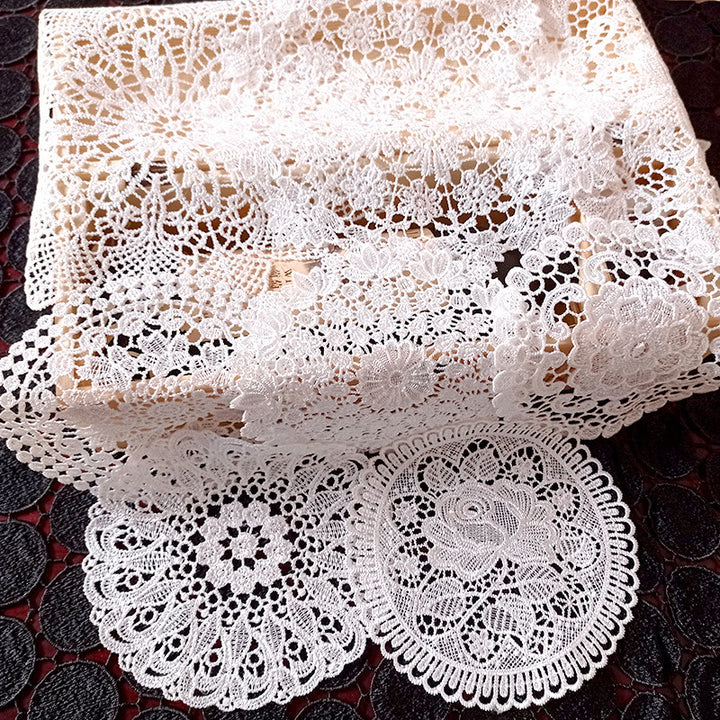 Hollow Out European Lace Coasters Vintage Embroidery Round Tablecloth