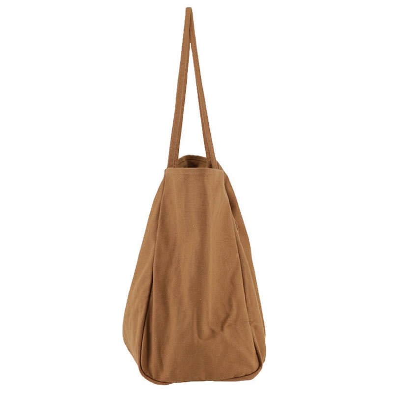 Minimalist Shopping Tote For Women Plain Color Canvas Shoulder Bag