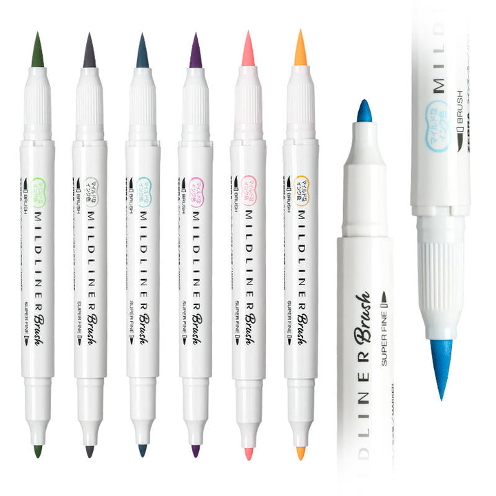 Soft Brush Nib Highlighter Double-end Drawing Marker Pens