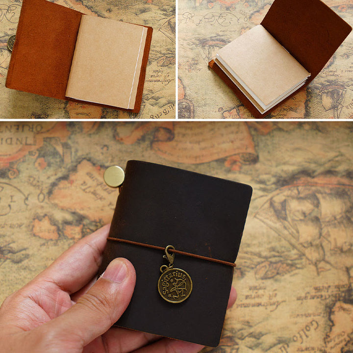 Mini Classic Leather Cover Notebook For Travel Daily Record