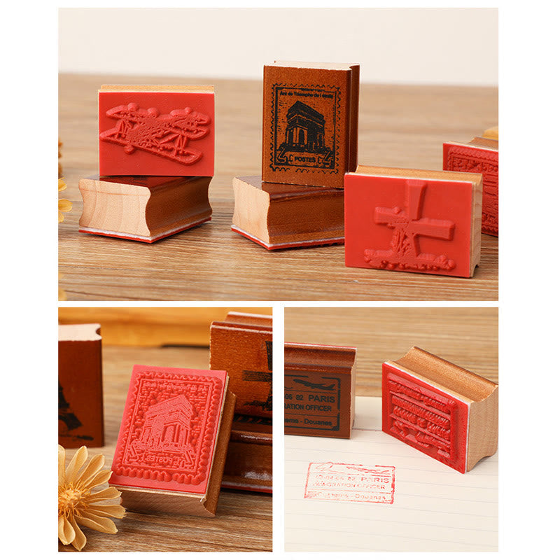 9 Styles Vintage Wooden Rubber Stamps For Card Making