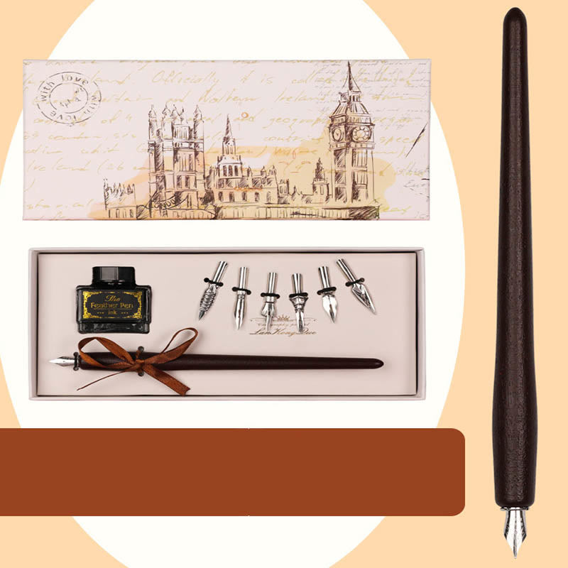 Wooden Calligraphy Pen Set Dip Pen Fountain Pen Writting Case