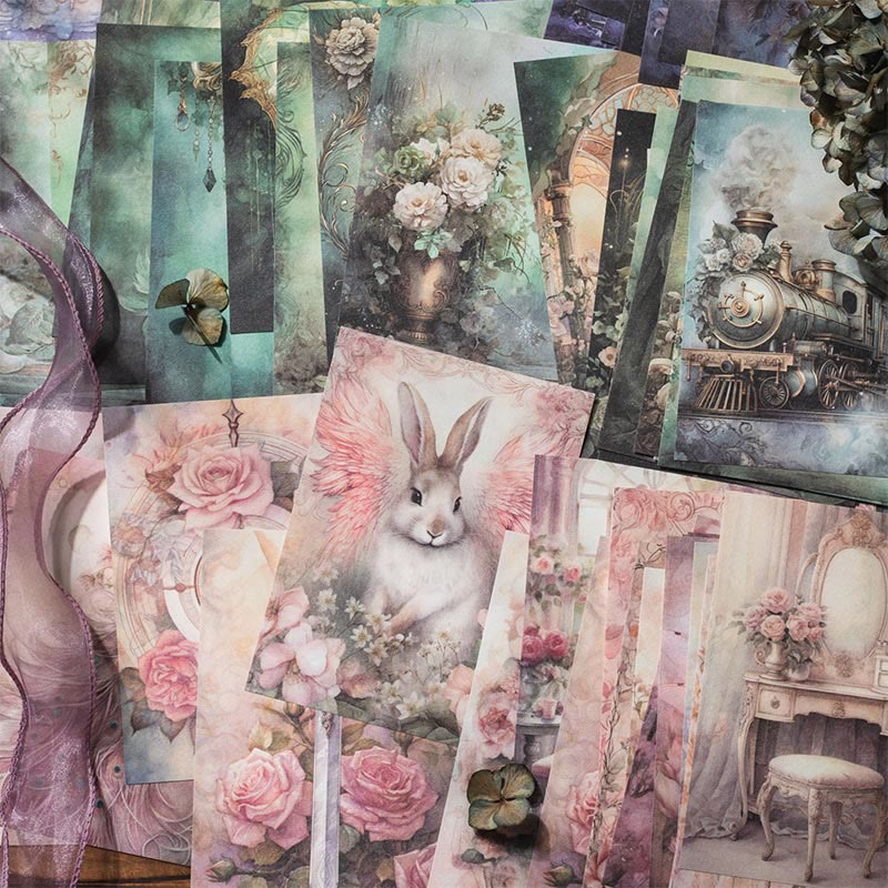 Vintage Dreamy Background Paper Set Decorative Scrapbook Journaling Backing Paper