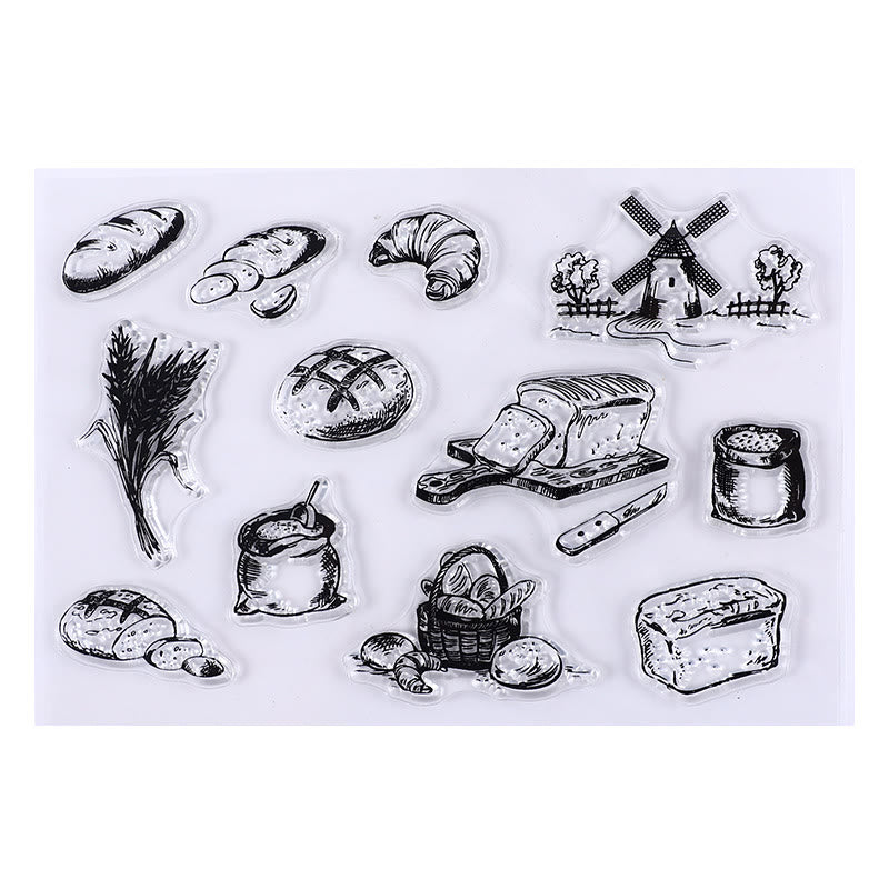 Clear Silicone Stamps Vintage Plants Animals Number & Alphabet Pattern Rubber Stamps