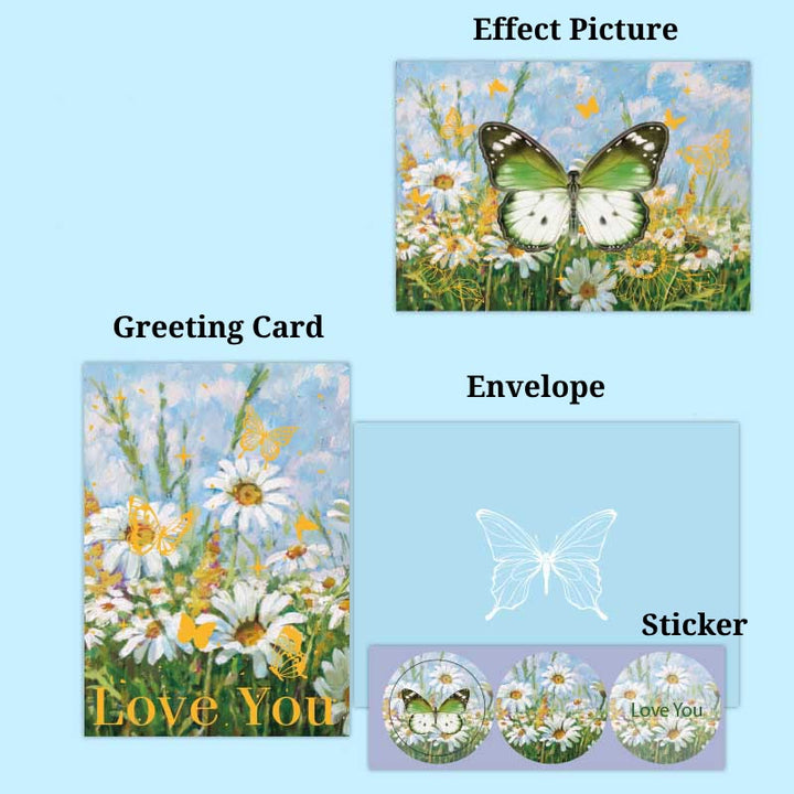 Butterfly Bell Dream Series Retro Golden Greeting Card Envelope Set