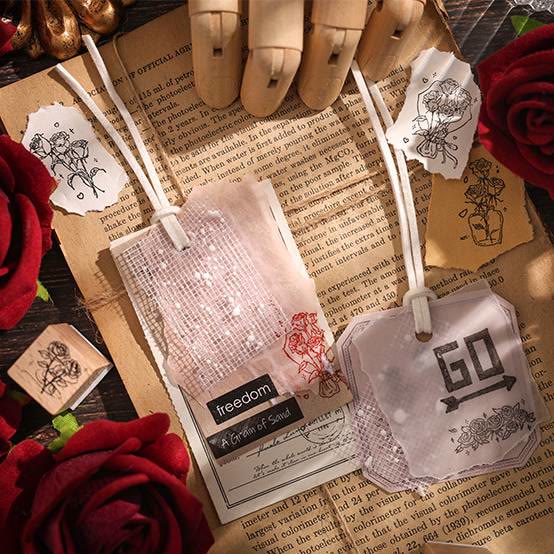 10Pcs Wooden Rose Stamps Rubber Stamp Flower Decotative Stamp Set