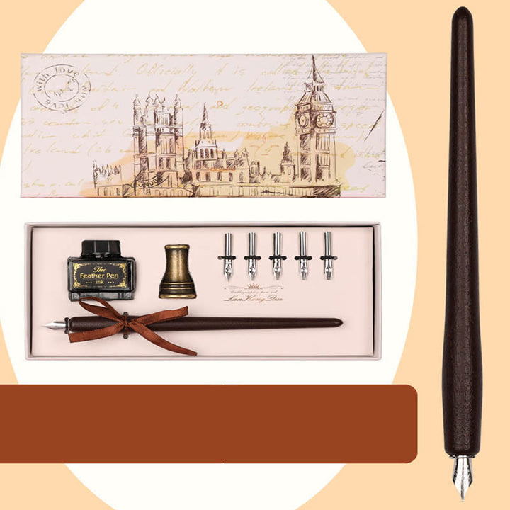 Wooden Calligraphy Pen Set Dip Pen Fountain Pen Writting Case