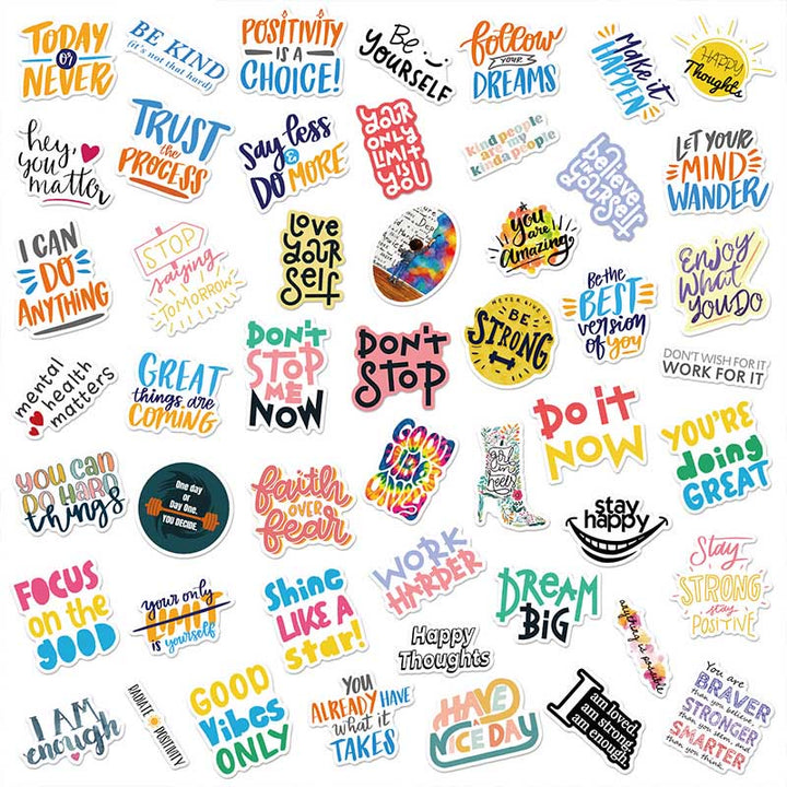 50pcs Inspirational Text Sticker PVC Stickers Pack Journaling Supplies