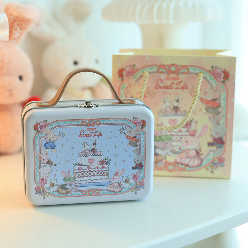 Metal Storage Box For Handmade Scrapbook Crafts Bunny Jars