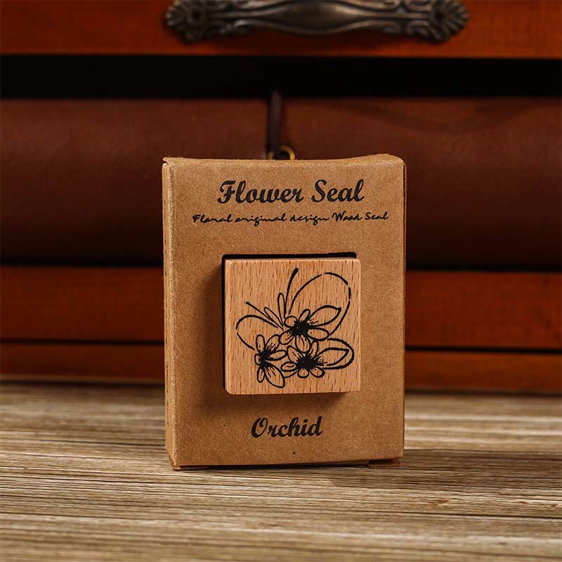 Flower Seal Wooden Rubber Stamps 8 Style Floral Decorative Rubber Stamp