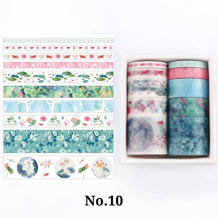 10Pcs Washi Tape Set Sticker Sea And Forest Series Scrapbook Stickers