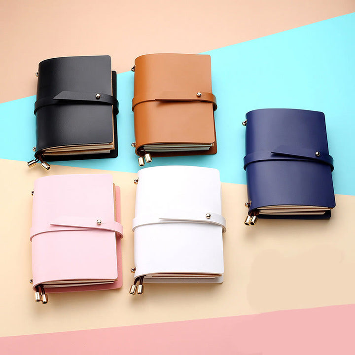 Minimalist Plain Color Leather Cover Notebook For Travel Daily Record