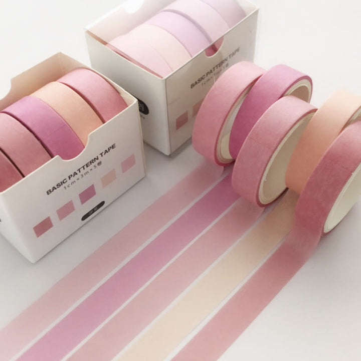 5 Rolls Simple Washi Tape Set Paper Decorative Adhesive Tape