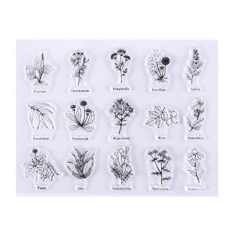 FREE TODAY: Clear Silicone Stamps Plants Animals Number & Alphabet Pattern Rubber Stamps