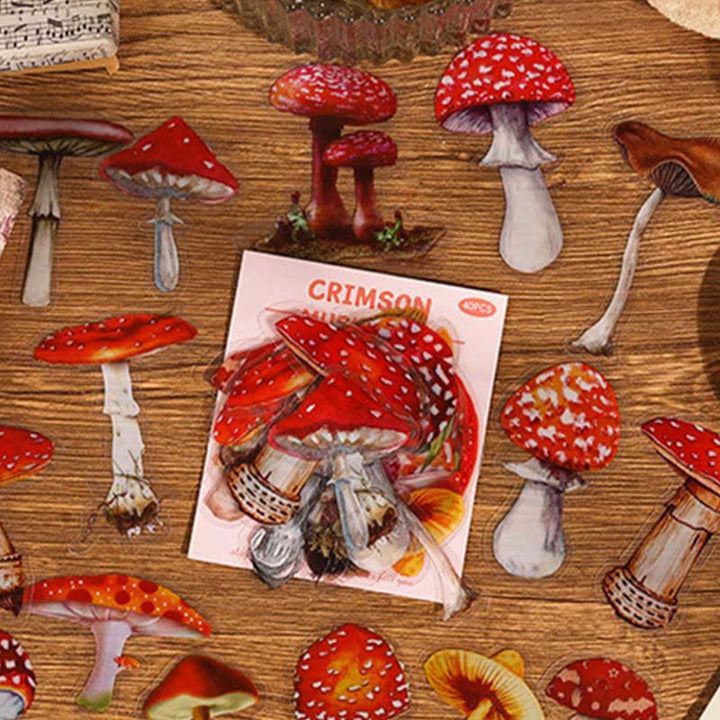 FREE TODAY: 40Pcs Natural Museum Scrapbook Stickers Flowers Plants Insect Bird Mushroom