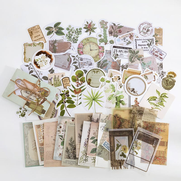 Vintage Memory Room Sticker Set Decorative Backing Paper