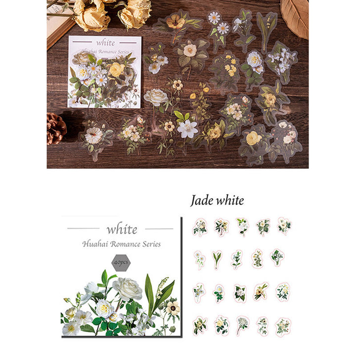 FREE TODAY: Romatic Sea of Flowers Series PET Stickers DIY Journal Sticker Pack