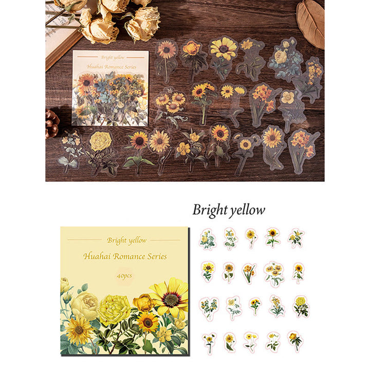 FREE TODAY: Romatic Sea of Flowers Series PET Stickers DIY Journal Sticker Pack