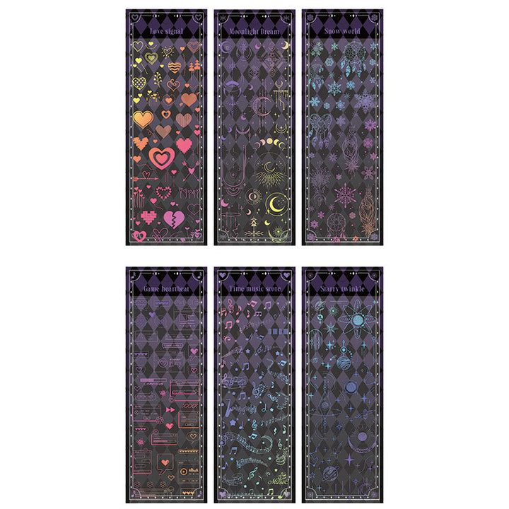 FREE TODAY: 3D Hot Stamping PET Stickers Starry Night Melody Heart Theme