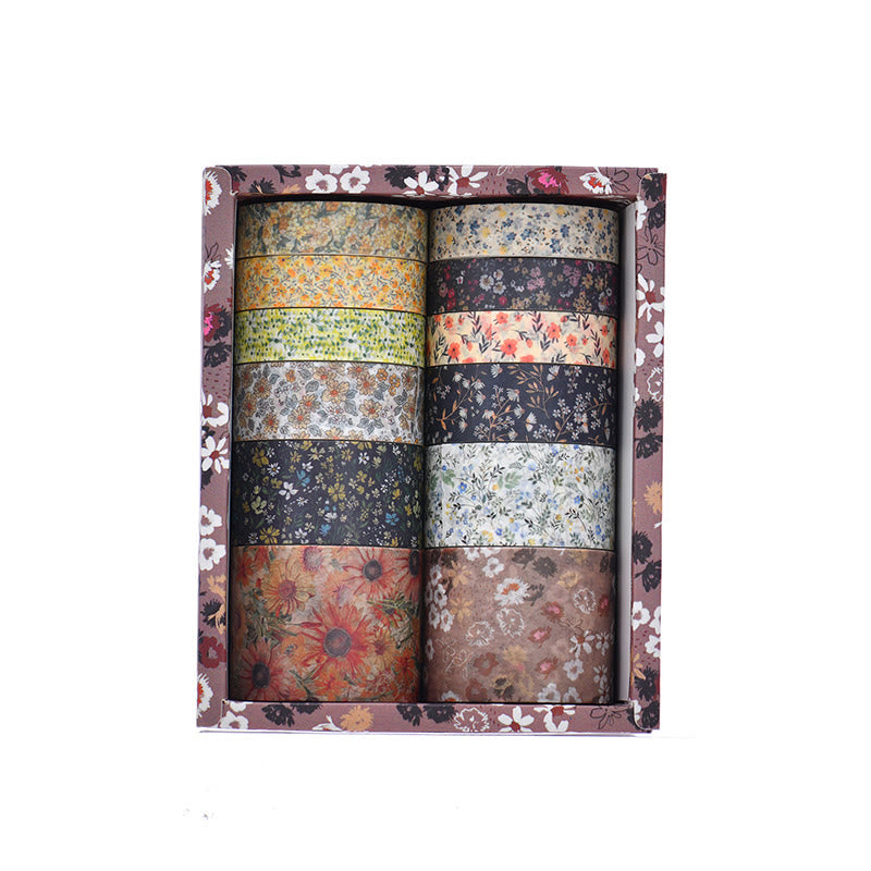 12pcs Set Colorful Plant Decorative Paper Tape DIY Scrapbook Decor