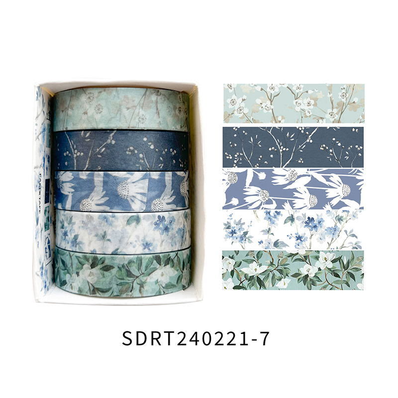 5pcs Set Spring Romance Decorative Paper Tape DIY Scrapbook Decor