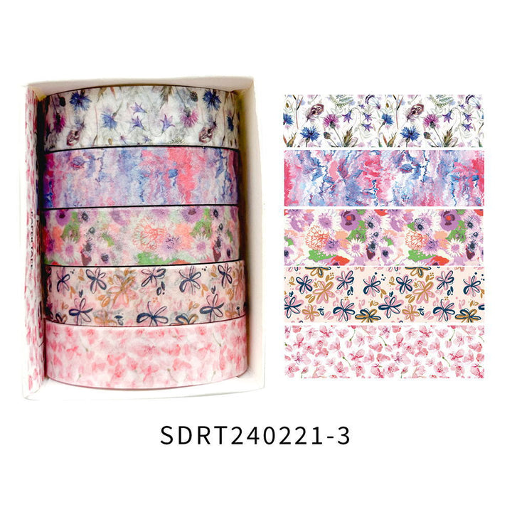 5pcs Set Spring Romance Decorative Paper Tape DIY Scrapbook Decor