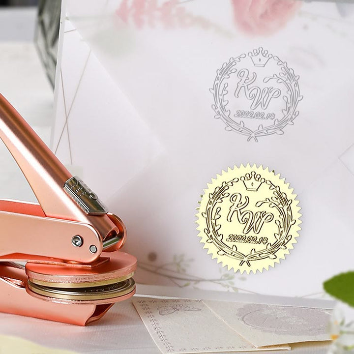 Custom Wedding Embosser Personalize Initials Hand-held Embossing Stamp