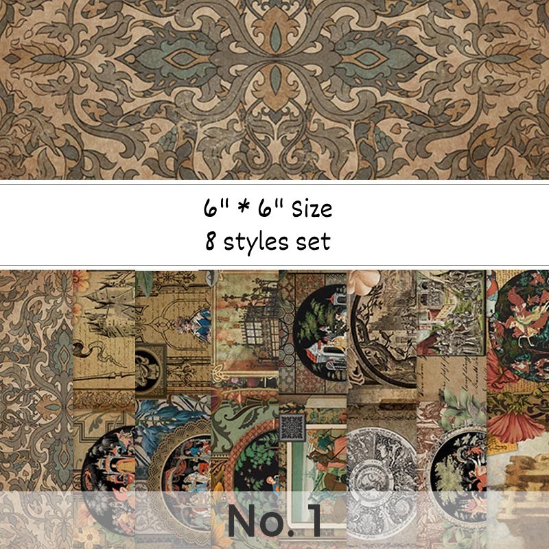 Vintage Theme Paper Set Decorative Scrapbook Journaling Backing Paper