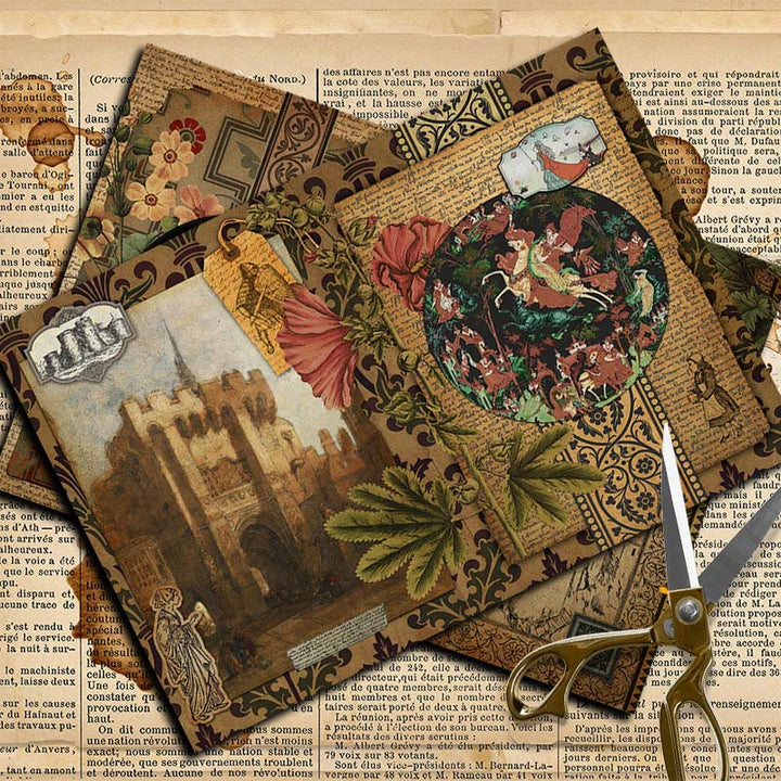 Vintage Theme Paper Set Decorative Scrapbook Journaling Backing Paper