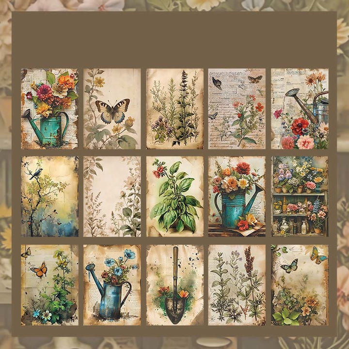 Retro Flower Garden Paper Decorative Scrapbook Journaling Backing Paper