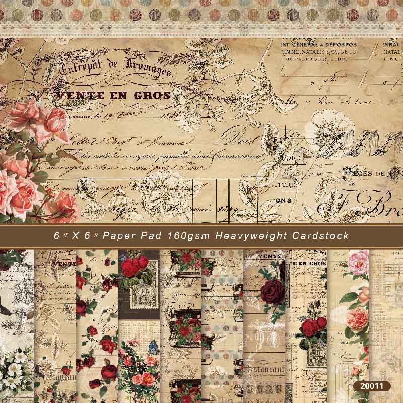 12pcs Pack Vintage Paper Decorative Scrapbook Journaling Backing Paper