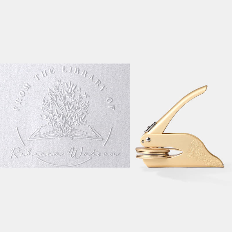 Personalized Embosser Stamp With Name And Text For Book Lovers