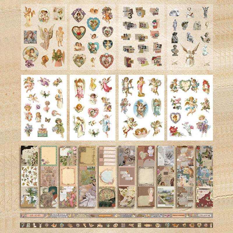 125pcs Retro Paper Sticker Crafts Journal Gift Set