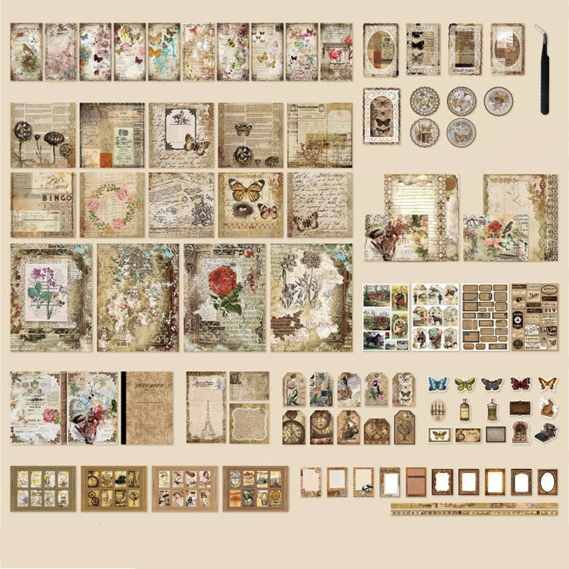 202pcs Garden Time Paper Sticker Crafts Journal Gift Set