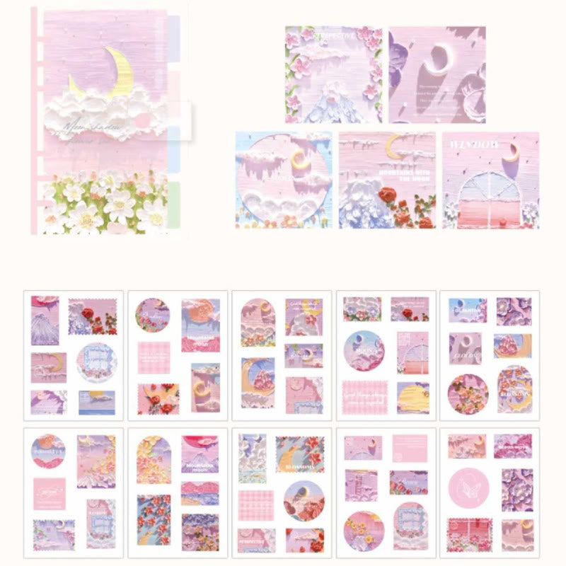 Romantic Oil Painting Paper Sticker Crafts Journal Gift Set