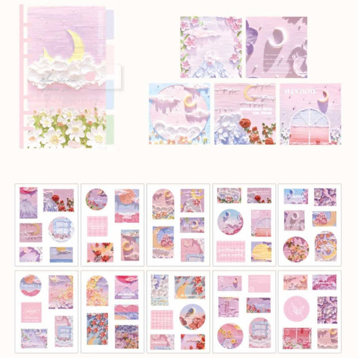 Romantic Oil Painting Paper Sticker Crafts Journal Gift Set