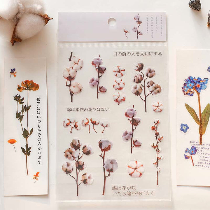 Translucent Romantic Flowers Series PET Sticker Set For Journal Decor