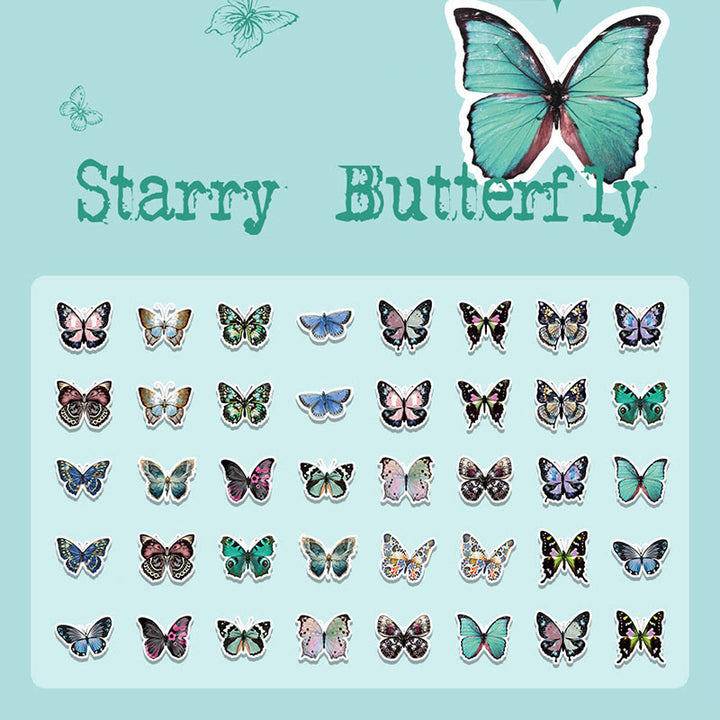 40pcs Pack Butterfly World Series PET Sticker For Journal Decor