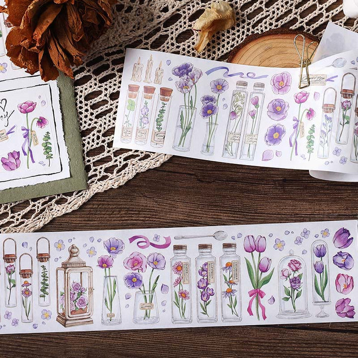 Flowers In Bottle Series Sticker Tape For Journal Decor