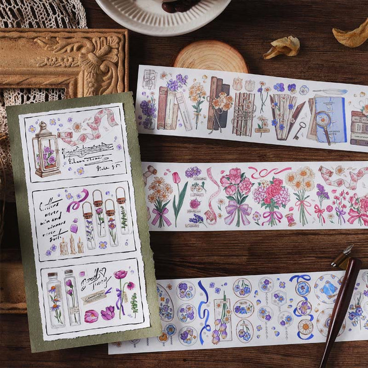 Flowers In Bottle Series Sticker Tape For Journal Decor