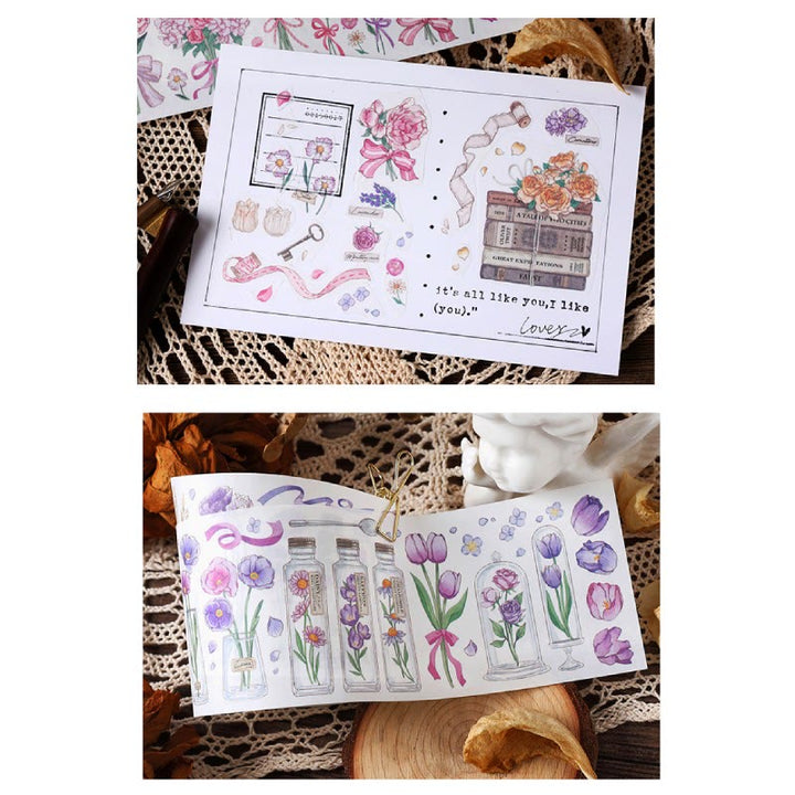 Flowers In Bottle Series Sticker Tape For Journal Decor